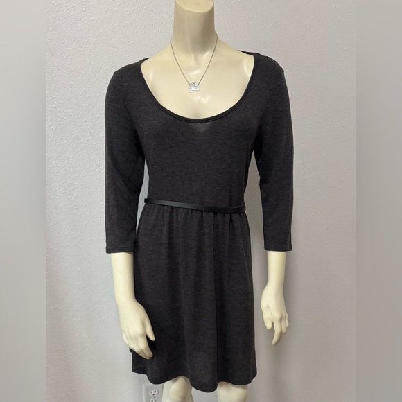 Vintage Y2K Lace Open Back Skater Dress With Belt Loops Grey/Black - Picture 2 of 11